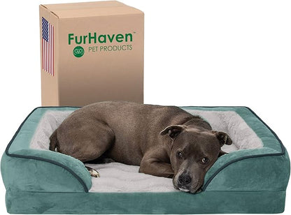 Furhaven Orthopedic Dog Bed for Large/Medium Dogs w/ Removable Bolsters & Washable Cover 55 lbs