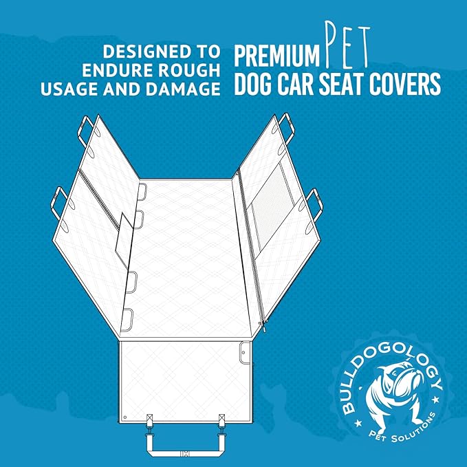 Bulldogology Dog Car Seat Cover with Mesh & Zippers Waterproof Heavy Duty Dog Hammock Backseat Protector from Dog Hair