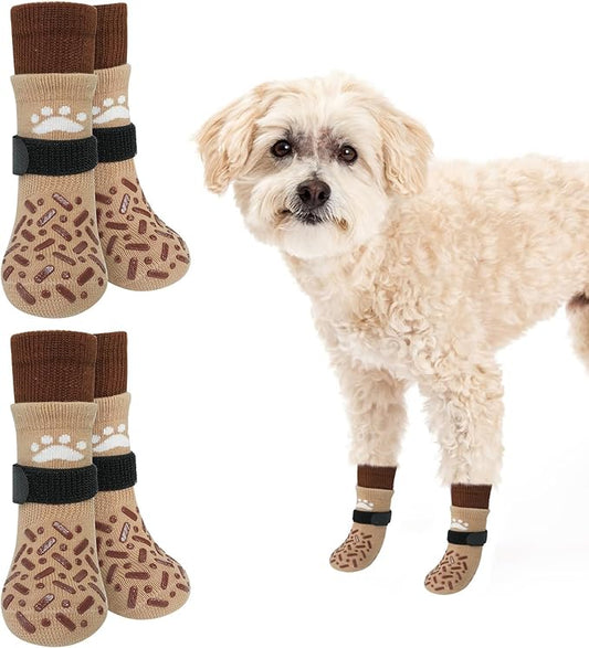 SCENEREAL Dog Socks to Prevent Licking Paws for Hot Pavement, Anti Slip Long Dog Grip Socks for Hardwood Floors, Dog Shoes Booties&Paw Protector for Small Medium Large Senior Dog, Pet Socks for Wounds
