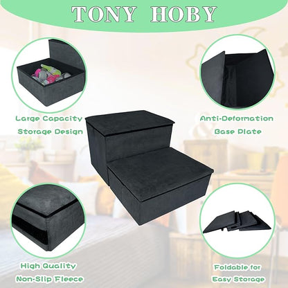 TONY HOBY Dog Stairs 2-Step Pet 2 Steps)