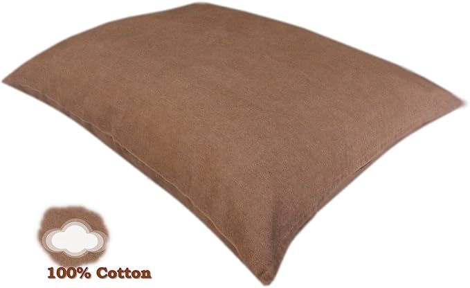 DIY Durable Brown Denim Fabric Heavy Duty Dog Bed Pillow Cover + Internal Waterproof Resistant Case for Medium Large Dogs - Covers ONLY Flat Style (Brown Denim, 47''x29'')