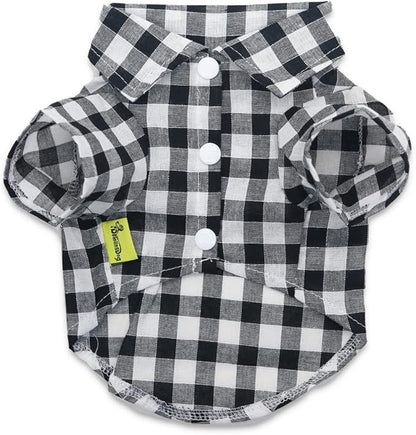 DroolingDog 3 Pack Plaid Dog Tee Shirt Puppy Button Up Shirts Polo T Shirts Small Dogs Clothes Breathable Summer T-Shirts