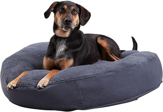 Happy Hounds Scout Deluxe Round Pillow Style Sherpa Dog Bed (36 x 36 in.), 36.0" L 36.0" W 6.0" Th