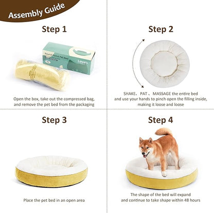 Love's cabin Round Donut Cat and Dog Cushion Bed 25in Pet