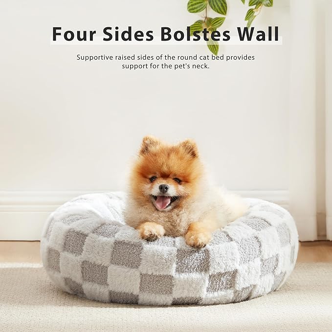 Love's cabin Round Donut Cat and Dog Cushion Bed 20in Pet