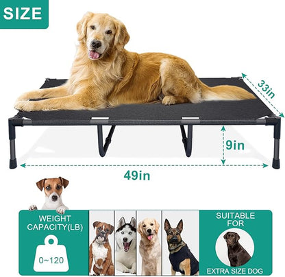Extra Large Elevated Outdoor Dog Bed 49x33x9in Raised Dog Bed Summer Waterproof Dog Cot Bed Breathable Teslin Mesh 120 lbs