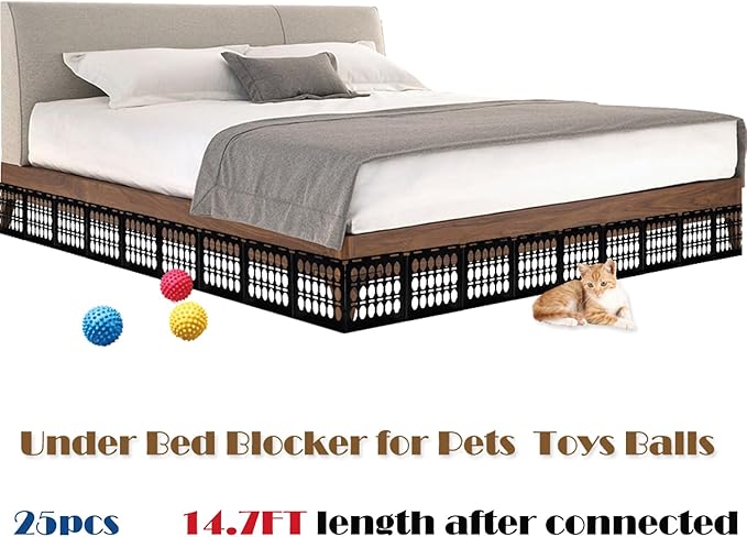 Under Bed Blocker for Pets - 14.7FT Underneath Couch Bumper Pet Toy Couch Guards Under Furniture Sofa Gap Barrier (m 25pcs)