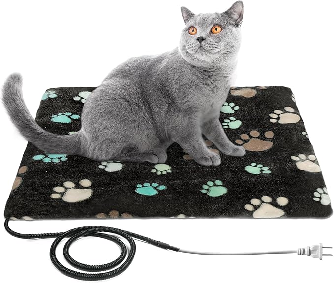 Cat Heating Pad 17x13 in Pet Heating Pads for Cats，Waterproof Heated Cat Bed