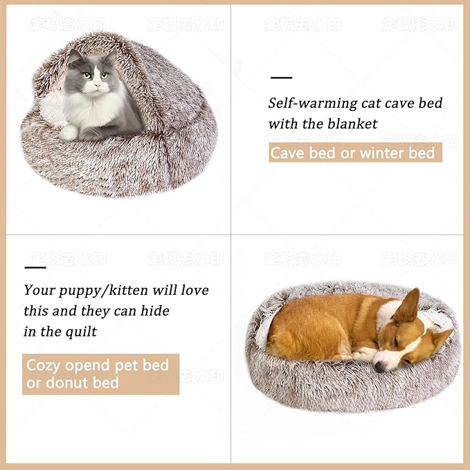 Cozy Dog Bed cat Bed with Cover cave for Small Dogs