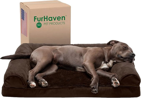 Furhaven Orthopedic Dog Bed for Large/Medium Dogs w/ Removable Bolsters & Washable Cover 55 lbs