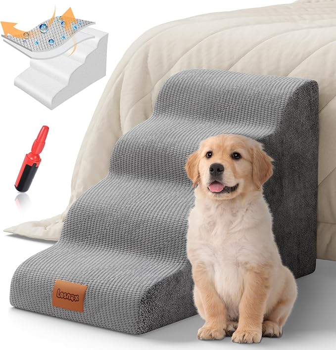 Dog Stairs for Bed 4 Step, 30D Foam 20.1" H