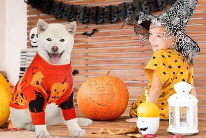 Halloween Sweater Costume for Dogs Cat Pumpkin Knitwear