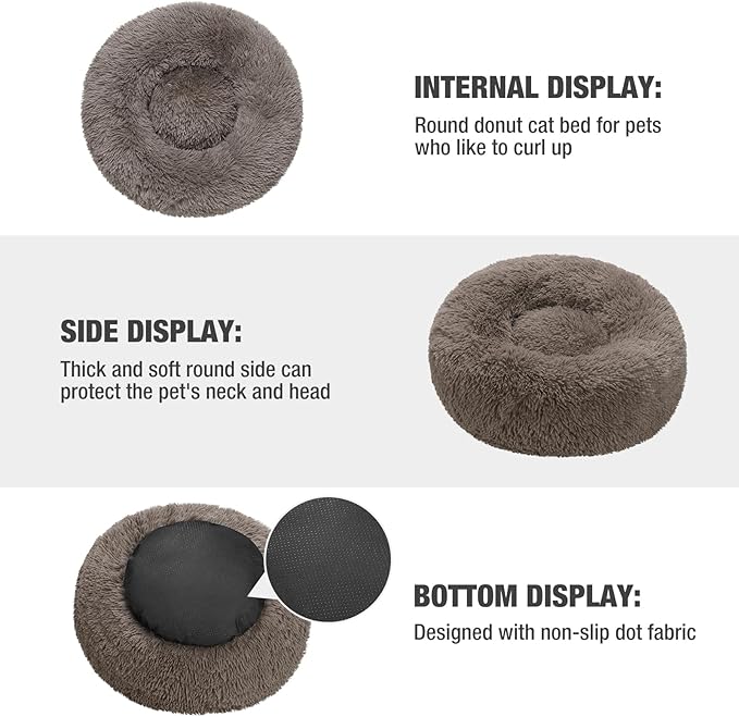 Veehoo Calming Dog Bed for Large Medium Dog 100 lbs 36", Brown