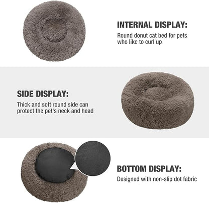 Veehoo Calming Dog Bed for Large Medium Dogs 45 lbs 30", Brown