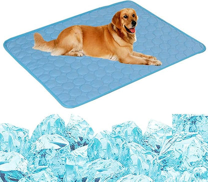JIA.L Dog Cooling Mat Breathable Washable Summer Pet Cooling Pad Extra Large Dog Cat Self Cooling Pad for Kennerl (Blue),40inch x 28inch