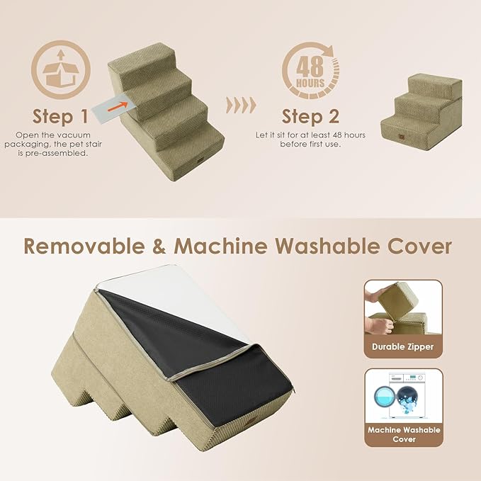 EHEYCIGA Dog Stairs for Small Dogs 13.5" H 3-Step Dog