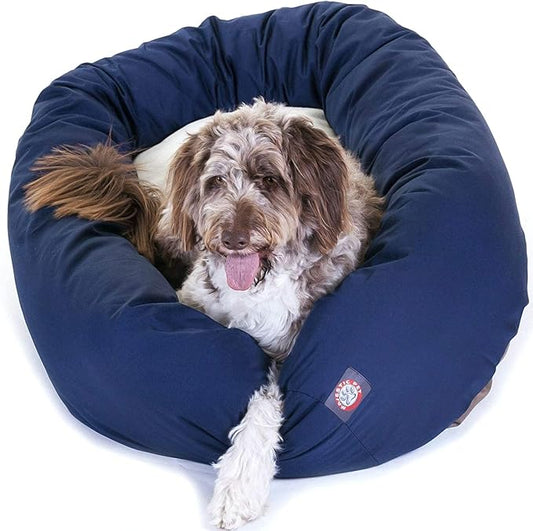 52 inch Blue & Sherpa Bagel Dog Bed By Majestic Pet Products