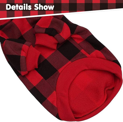 KOOLTAIL Plaid Dog Hoodie Pet Clothes Sweater with Hat and Pocket for Small Medium Large Size Dogs