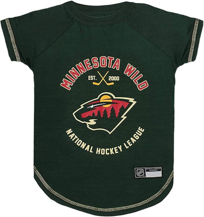 NHL Minnesota Wild Tee Shirt for Dogs & Cats, Small. - Are You A Hockey Fan? Let Your Pet Be An NHL Fan Too!