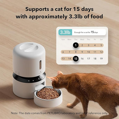 PETLIBRO Automatic Cat Feeder, 5G WiFi Automatic Pet Feeder with Freshness Preservation, 3L Timed Cat Feeders for Dry Food, Up to 48 Portions 10 Meals Per Day, Granary Pet Feeder for Cat/Dog, White