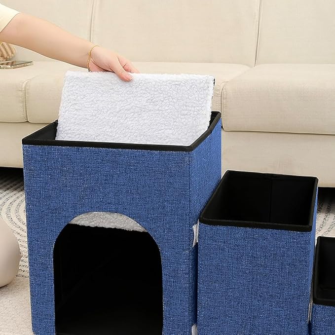 CBBPET Dog Stairs for Small Dogs 180Lbs with Steps,Blue,3 Steps