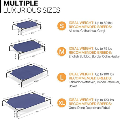 MoNiBloom Elevated Dog Bed Cooling Raised Ped Bed Portable Dog Cot for Camping or Beach 42 Inches
