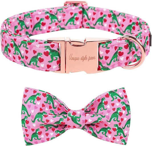 Unique style paws Dog Collar with Bowtie Pink