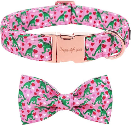Unique style paws Dog Collar with Bowtie Pink