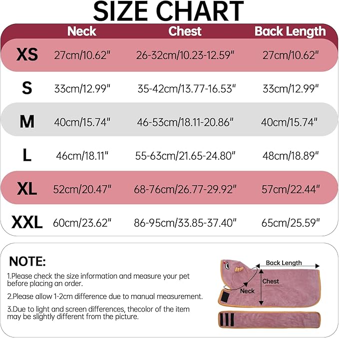 Dog Bathrobe Dog Drying Coat, Microfibre Material Fast Drying Super Absorbent Dog Bath Towel, Magic Sticker & Belly Strap, Dog Robes for After Bath Dog Bath Robe for Puppy Small Medium Large Dog Cat