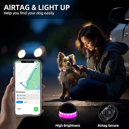 LED AirTag Dog Collar IP67 Waterproof 1,600 Feet