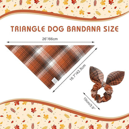 E-Clover Fall Dog Bandana & Matching Scrunchie-Thanksgiving Dog