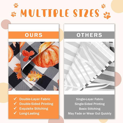 Fall Dog Bandana 2 Pack Halloween Dog Bandanas Thanksgiving Pumpkin Pet Scarf Reversible Fall Triangle Bibs Soft Cotton Boy Girl Dog Bandanas for Small, Medium, Large Dogs (Large)