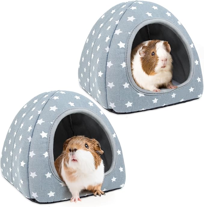 2 Pack Guinea Pig Hideout Bed Washable Guinea Pig Cage Accessories Cozy House Habitat Hide-Out for Chinchilla Hedgehog Small Animal Supplies