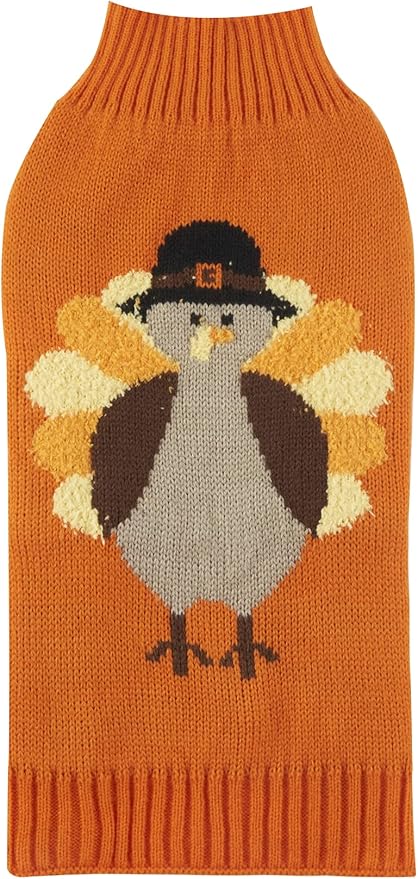 Thanksgiving Fall Dog Clothes Turkey Dog Sweater for Dogs 14" Back