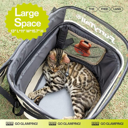 pet backpack,Foldable pet carrier for Cats and Small Dogs,Ventilated Backpack Carrier for glamping,hiking,traveling,outdoor,Lightweight and Spacious