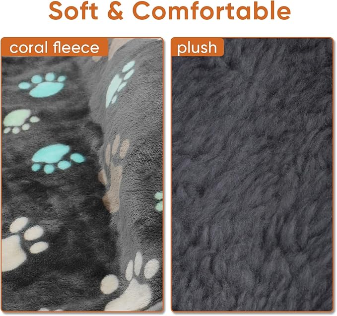 1 Pack 3 Waterproof Dog Blankets for Medium Dogs, Washable Pet Blankets with Double -Sided Soft Warm Flannel Fleece, Reusable Dogs Cats Pads for Dog Bed & Couch (L (41x30 inch))