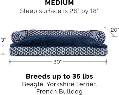 Furhaven Pillow Dog Bed for Medium/Small Dogs w/ Removable Bolsters & Washable Cover