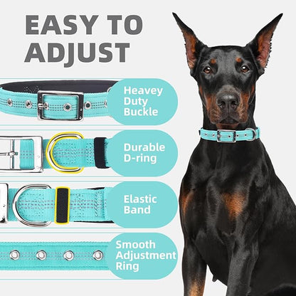 PUPTECK Heavy Duty Dog Collar with Handle Bungee for Small Medium Large Dogs