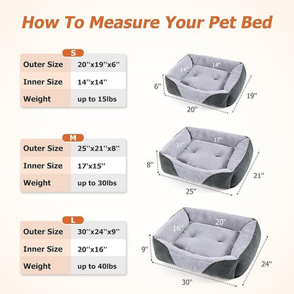 MIXJOY Dog Beds for Small Dogs Cats (20x19in,Grey)