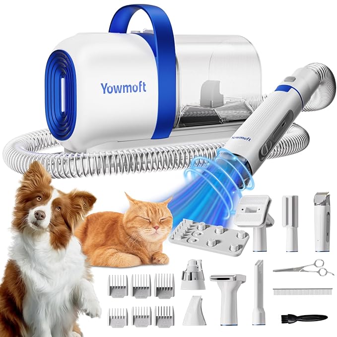 Dog Grooming Vacuum & Dog Grooming Kit, Dog Vacuum for Shedding Grooming with 2 L Capacity, Max 11 Kpa Dog Hair Vacuum with 15 Pet Grooming Tools, Pet Grooming Vacuum for Dogs/Cats/Home