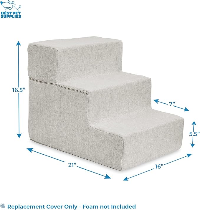 Best Pet Supplies Foldable Pet Stairs Cover for Foam Dog Ramps 3-Step