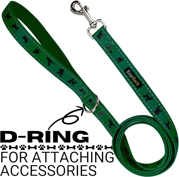 EcoBark Dog Leash - 4 FT / 5 FT / 6 FT Reflective Dog Leash- Eco-Bright Dog Leashes with Padded Handle - Strong Heavy Duty Dog Leash - Nylon Dog Leash for Small & Medium Dogs (Forest Green Dog Leash)