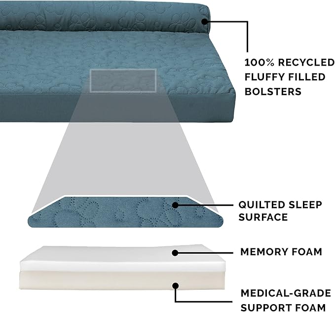 Furhaven Memory Foam Dog Bed for Large Dogs w/ Removable Bolsters & Washable Cover 95 lbs