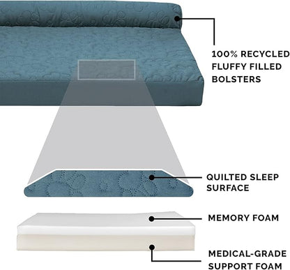 Furhaven Memory Foam Dog Bed for Large Dogs w/ Removable Bolsters & Washable Cover 95 lbs