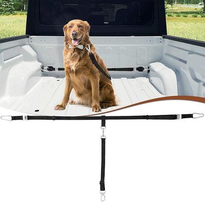 Truck Bed Dog Leash System, Dog Pickup Tether Tie Down, Dog Car Harness Belt Heavy Duty, Pick-Up Restraint Lead Adjustable, Dog Truck Leash for Dogs Up to 150lbs, Dog Truck Bed Barrier Tie Down Out