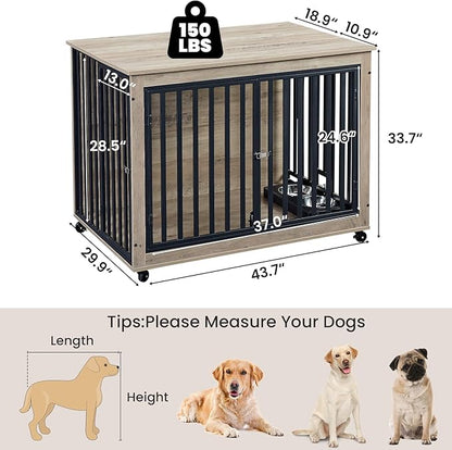 Rovibek Large Dog Crate 44 Inch, 2 Removable