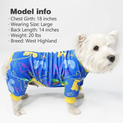 KYEESE Dog Pajama for Medium Dogs with Dinosaur Soft Material Stretchable Dog Pajamas Onesie Dog Apparel, XX-Large