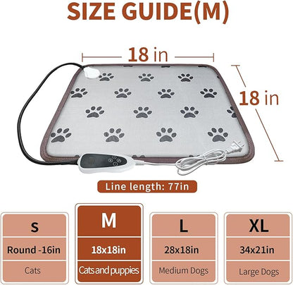 Cat Heating Pad 18x18 in Pet Heating Pad for Cats Waterproof Smart Thermostat Switch