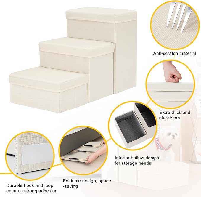 Uross Dog Stairs with Storage 3-Steps