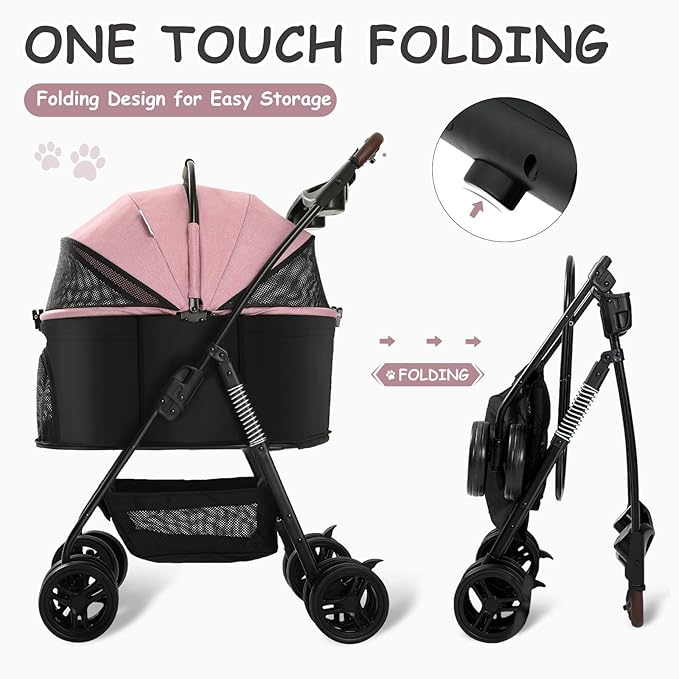 SWITTE Dog Stroller 3 in 1 Folding Pet Stroller 4 Wheels